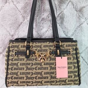 Juicy Couture Black and Tan Logo Shoulder Bag